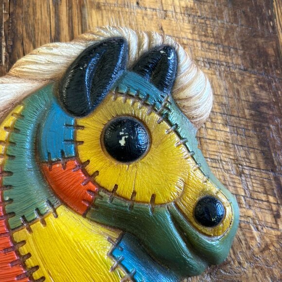 Vintage Hand-Painted Patchwork Quilt Rocking Horse Wall Hanging Nursery child ro - Picture 4 of 8